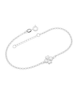 Pulseira AG Elo Portugues c/ Trevo Liso Cheio 9mm   - G3 - 18mm x 200mm - 1.69gr