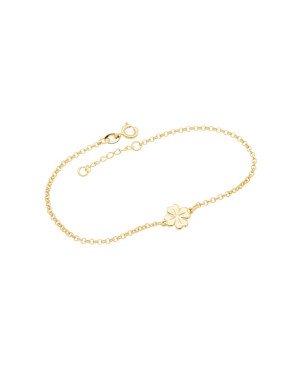 Pulseira Elo Portugues c/ Trevo 9mm Macico c/ Riscos - CE - 9mm x 200mm - 2.20gr