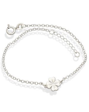 Pulseira AG Elo Portugues c/ Trevo 9mm Macico c/ Riscos  - G3 - 9mm x 200mm - 1.93gr