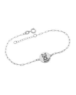 Pulseira AG Cartie c/ Redondo 12mm c/ Gato  - G3 - 12mm x 200mm - 2.25gr