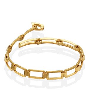 Pulseira Quatorze Retangulos Vazados - CE - 7mm x 200mm - 11.70gr