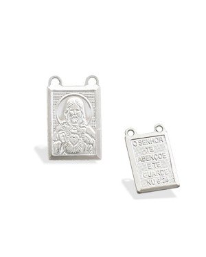 Quadrado AG Prata S.C. Jesus c/ Oracao  - G3 - 10mm x 16mm - 1.45gr