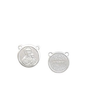 Redondo AG 12mm 1 Lado N.Sra. Carmo 1 Lado Oracao c/ 2 Cabecas - G3 - 12mm x 12mm - 1.12gr