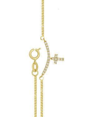 Gargantilha Fundicao - 19 Zirconia - Canga c/ Cruz 20mm - 00 - 20mm x 450mm - 2.40gr