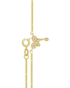Gargantilha Fundicao - 18 Zirconia - Borb Borda Lisa c/ Gota Pendurada  - 00 - 10mm x 450mm - 2.30gr