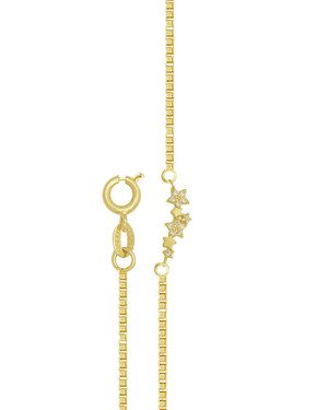 Gargantilha Fundicao - 12 Zirconia - c/ 2 Estrelinhas Lisa 4 c/ Pedras  - 00 - 12mm x 450mm - 2.20gr