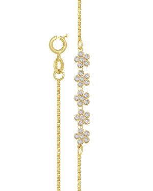 Gargantilha Fundicao - 30 Zirconia - c/ 5 Flores - 00 - 32mm x 450mm - 3.00gr