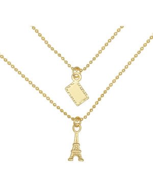 Gargantilha Fundicao - Dupla c/ Placa e Torre Eiffel  - 00 - 2mm x 450mm - 4.20gr