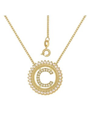 Gargantilha Fundicao - 48 Zirconia - c/ Letra C No Aro  - 00 - 22mm x 450mm - 4.60gr