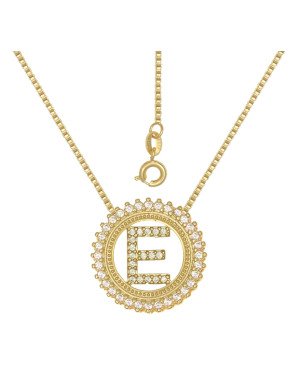 Gargantilha Fundicao - 50 Zirconia - c/ Letra E No Aro  - 00 - 22mm x 450mm - 4.60gr