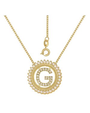 Gargantilha Fundicao - 52 Zirconia - c/ Letra G No Aro  - 00 - 22mm x 450mm - 5.00gr