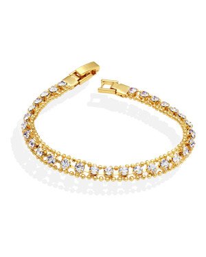 Pulseira c/ Corrente Bolinha 1,5 c/ Strass PP 24 - CS - 6mm x 180mm - 6.51gr